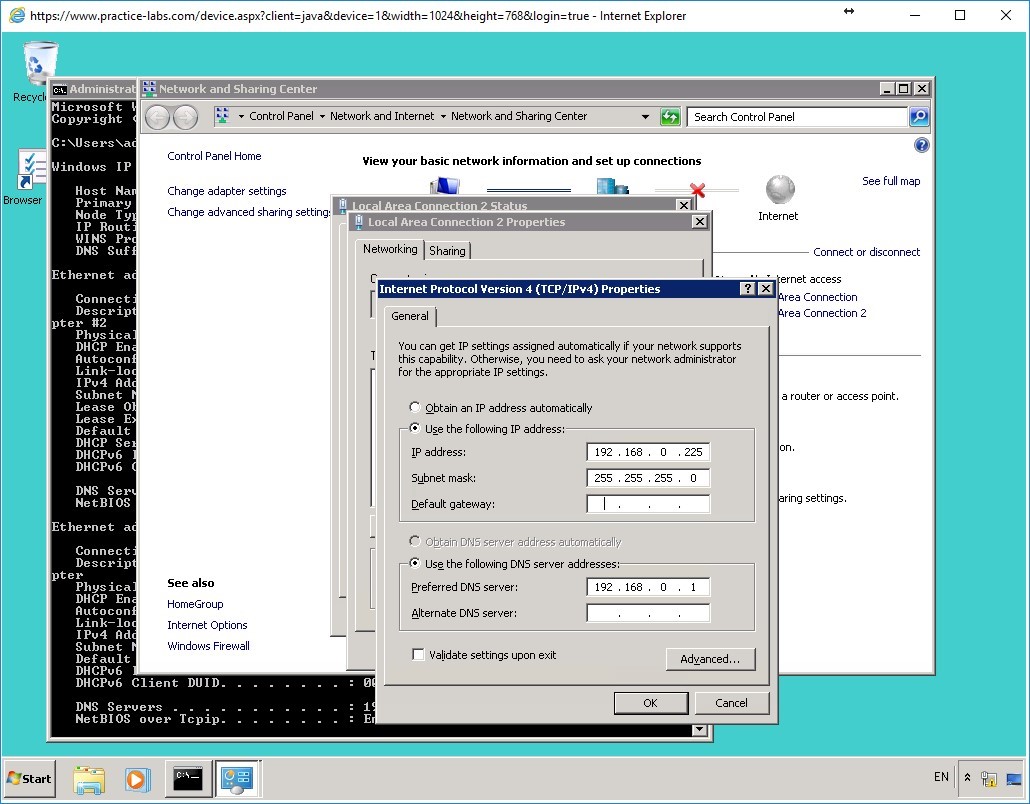Practice Labs screenshot.